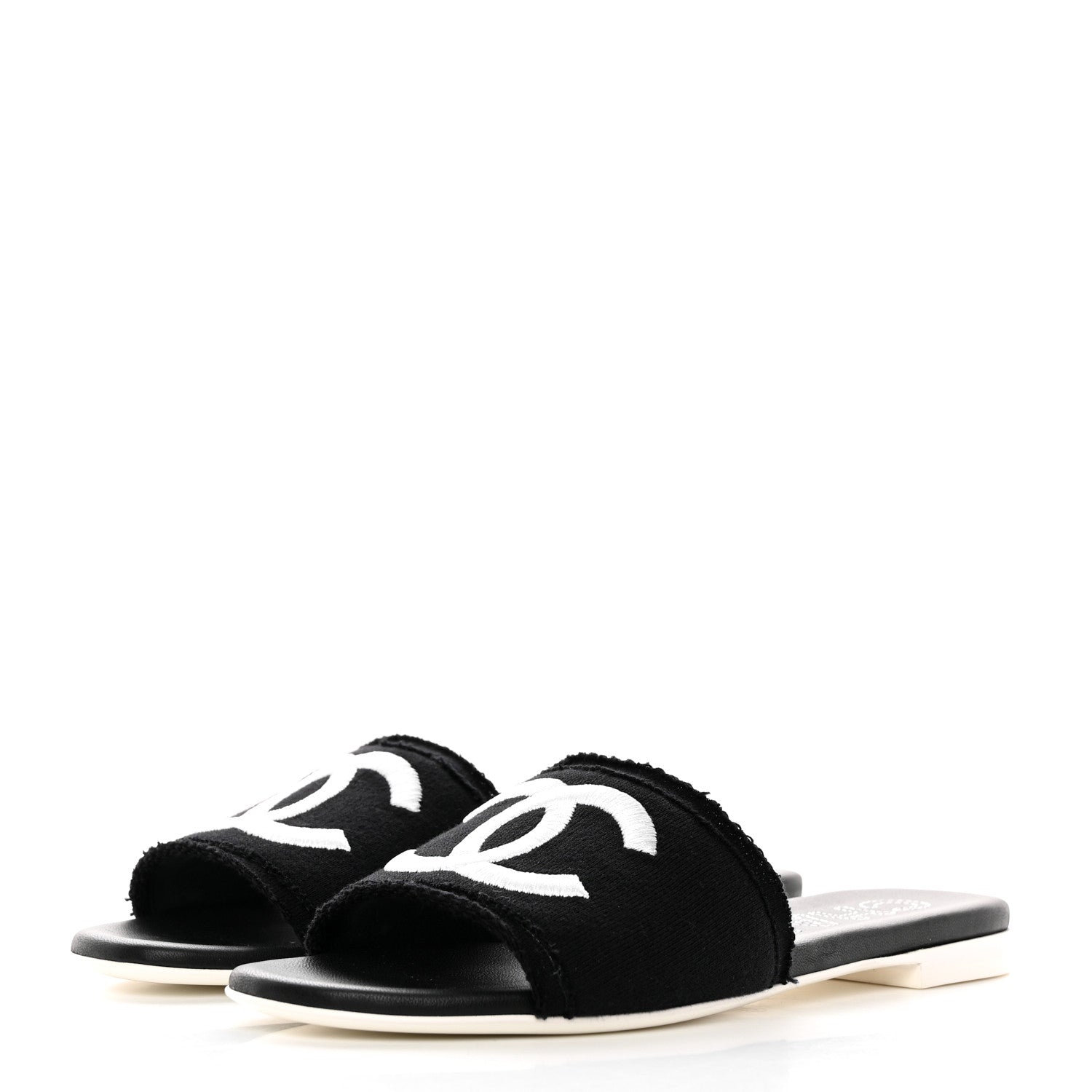 Chanel Jersey Knit CC Mules 37.5 Black 3 of 9