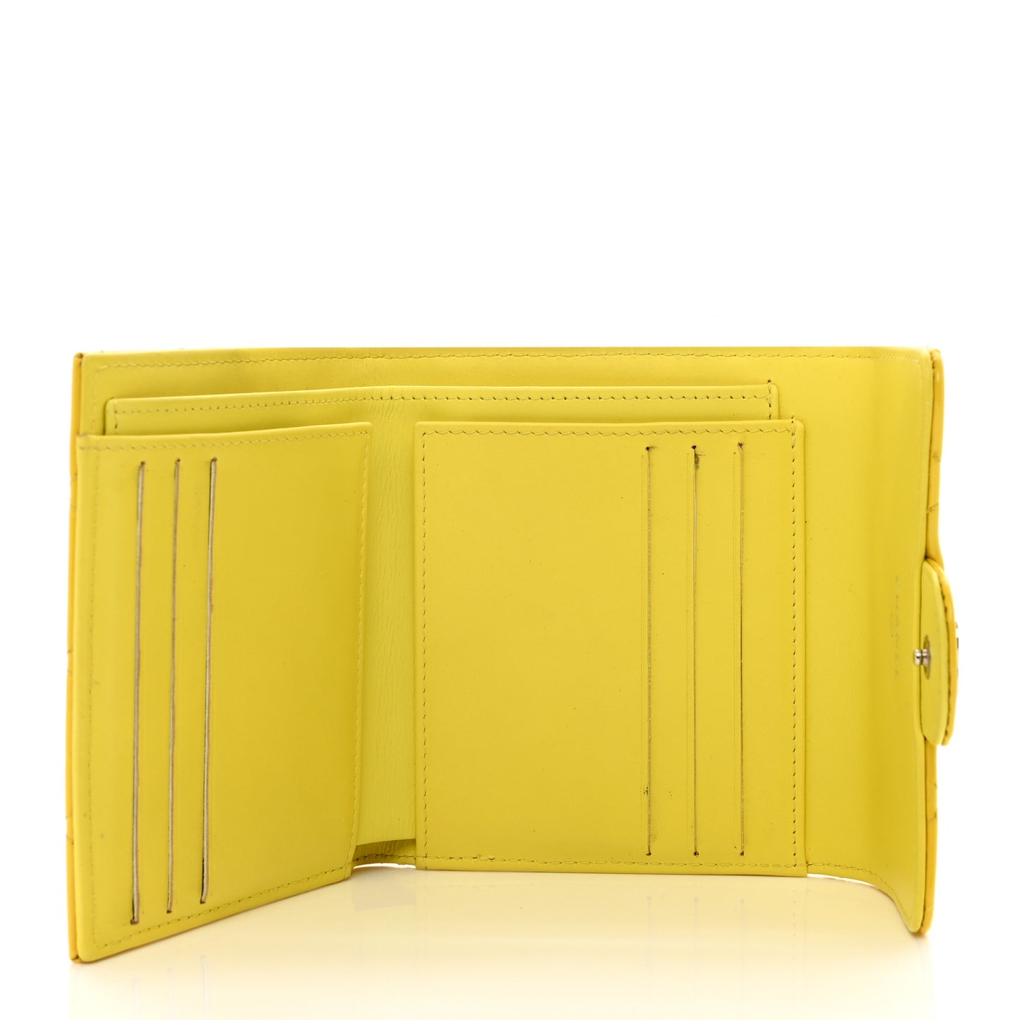 Patent Quilted Compact Flap Wallet Yellow