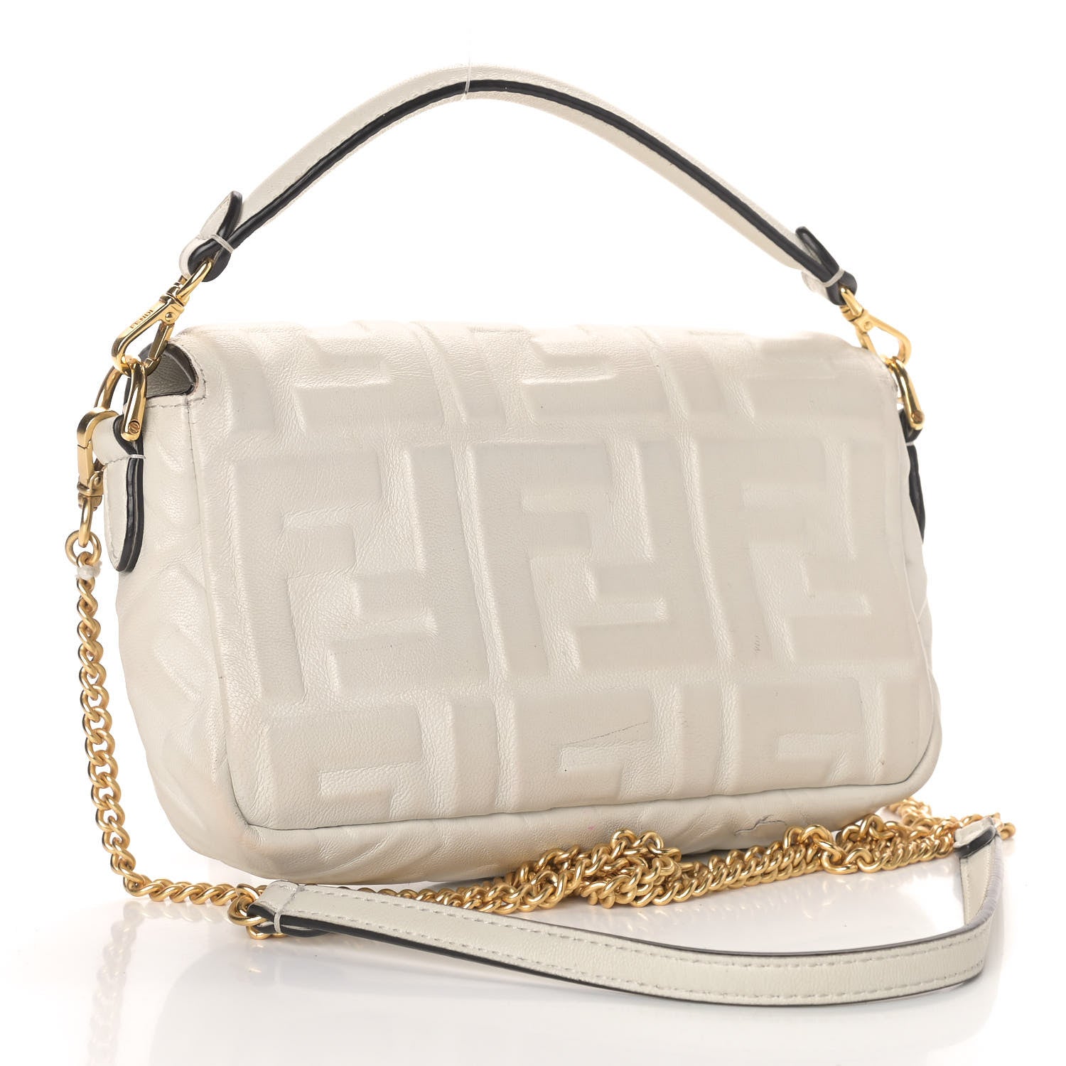 Fendi Nappa FF 1974 Embossed Mini Baguette White 3 of 13