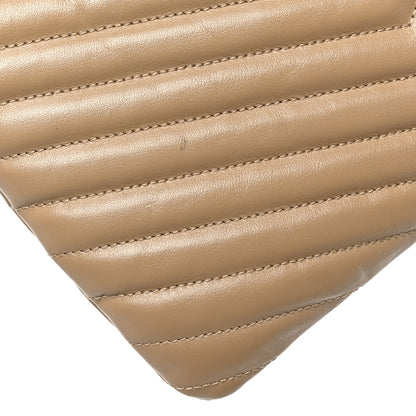 Saint Laurent Calfskin Matelasse Chevron Monogram A5 Wristlet Dark Latte 9 of 10