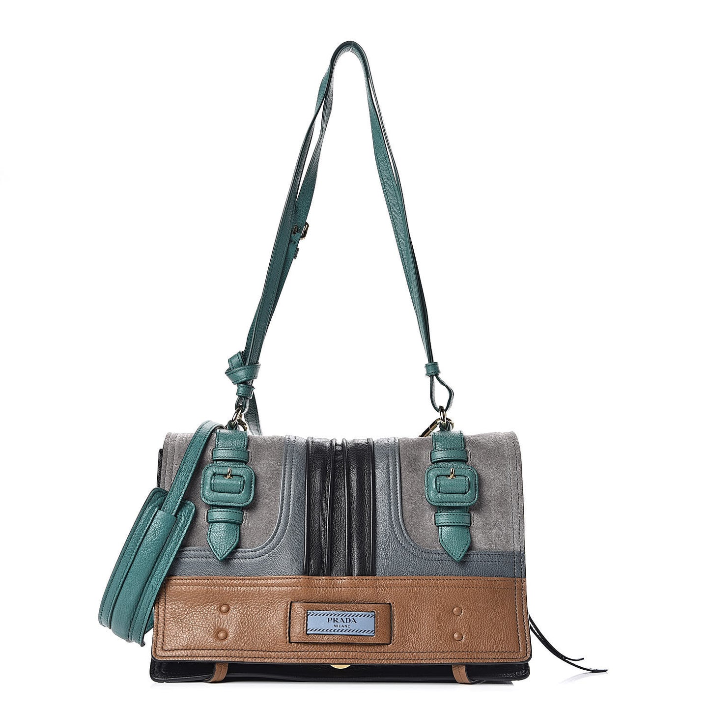 Glace Calfskin Suede Etiquette Shoulder Bag Cannella Pavone