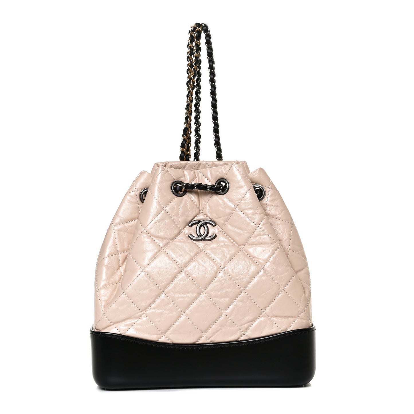 Aged Calfskin Quilted Small Gabrielle Backpack Beige Black