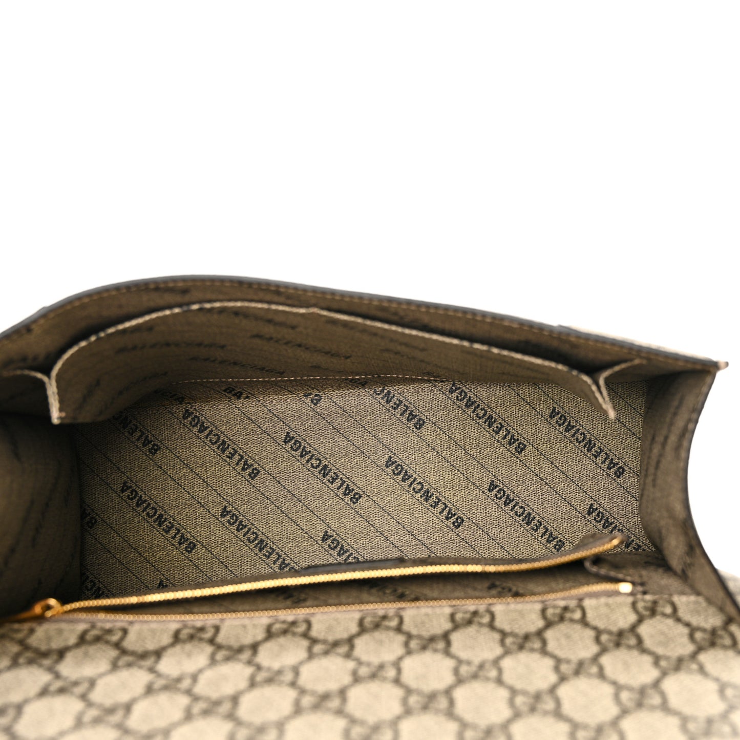 X GUCCI GG Supreme Monogram Medium Hourglass Top Handle Bag Beige Ebony