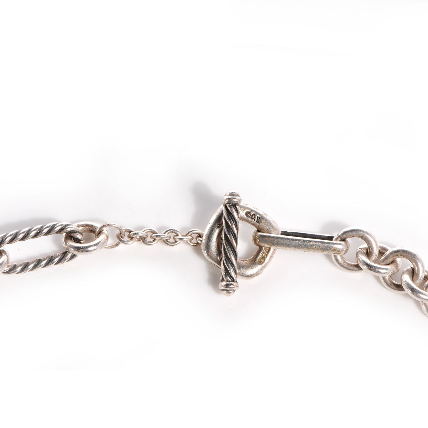 David Yurman Sterling Silver 18K Yellow Gold Smoky Quartz Figaro Necklace 4 of 5
