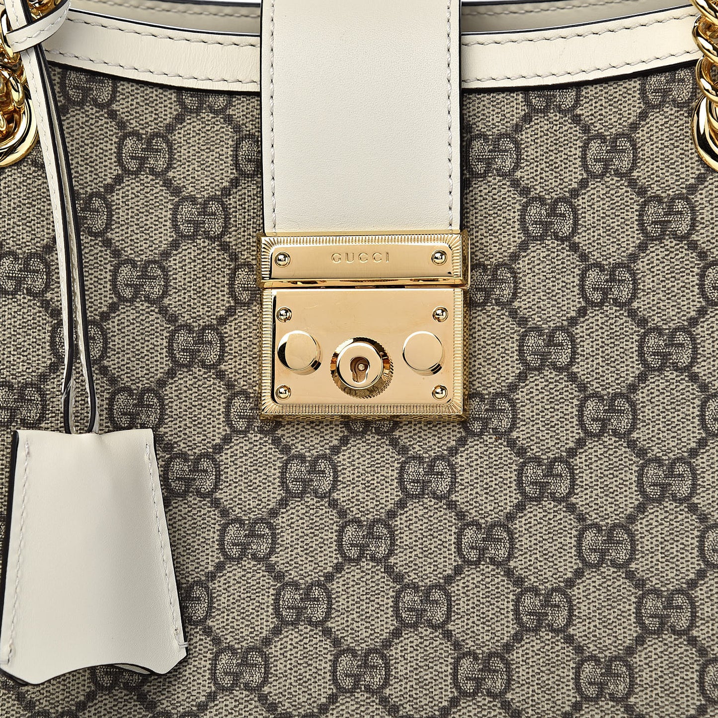 GG Supreme Monogram Medium Padlock Tote White