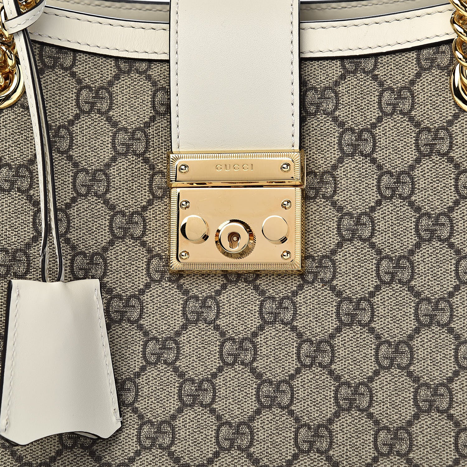 Gucci GG Supreme Monogram Medium Padlock Tote White 10 of 10