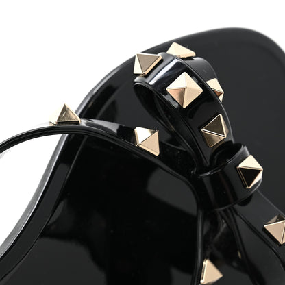Valentino Garavani PVC Jelly Rockstud Bow Thong Sandals 41 Black 9 of 9