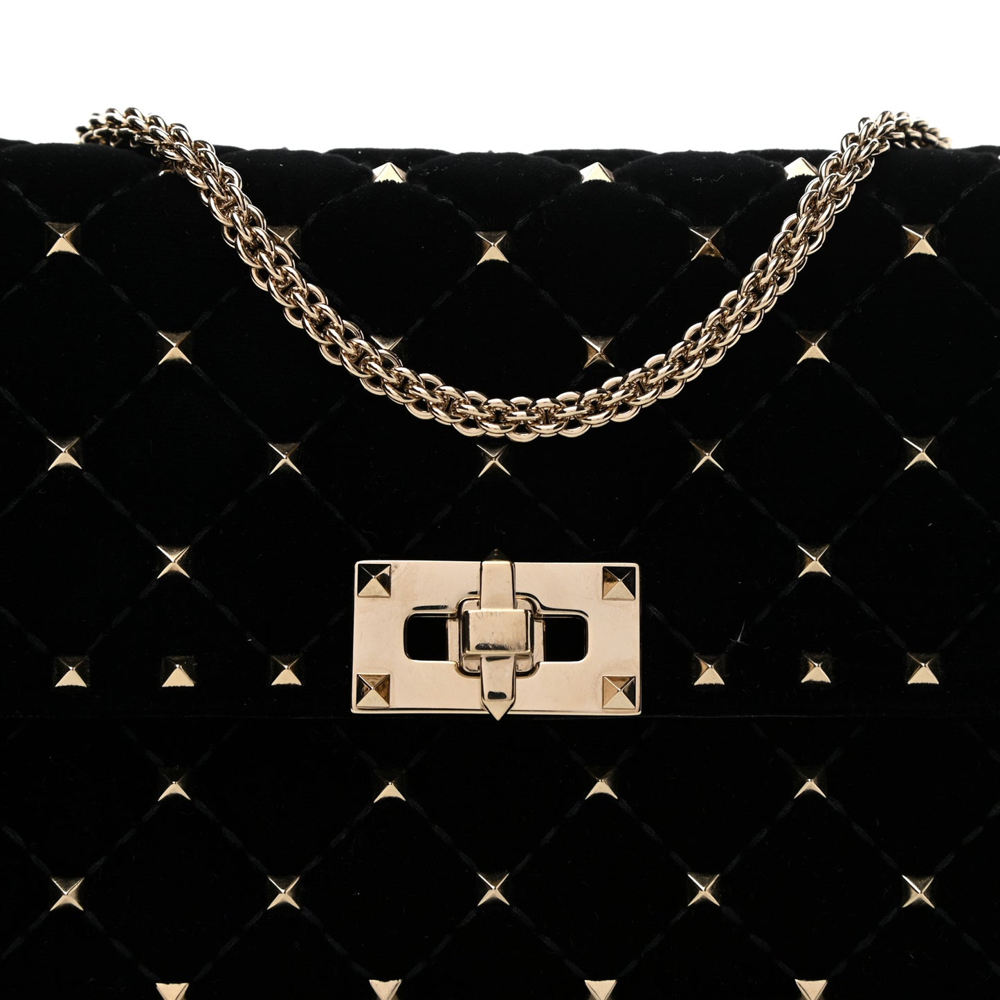 Velvet Rockstud Spike Wallet on Chain Black