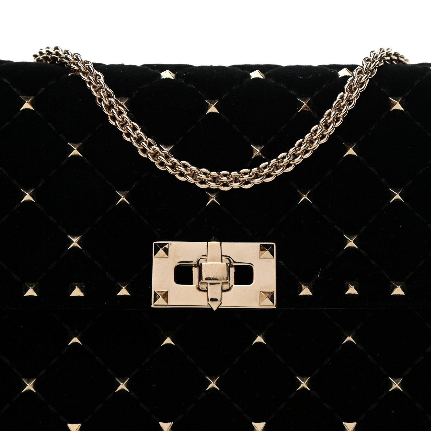 Valentino Garavani Velvet Rockstud Spike Wallet on Chain Black 7 of 9