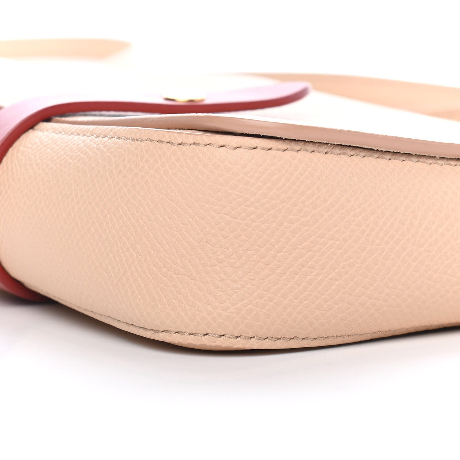 Celine Grained Shiny Calfskin Strap Clutch Light Taupe Red 10 of 10
