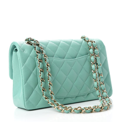 Chanel Caviar Quilted Small Double Flap Light Green 3 of 11