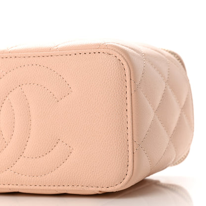 Chanel Caviar Quilted Small Vanity Case With Chain Light Beige 11 of 12