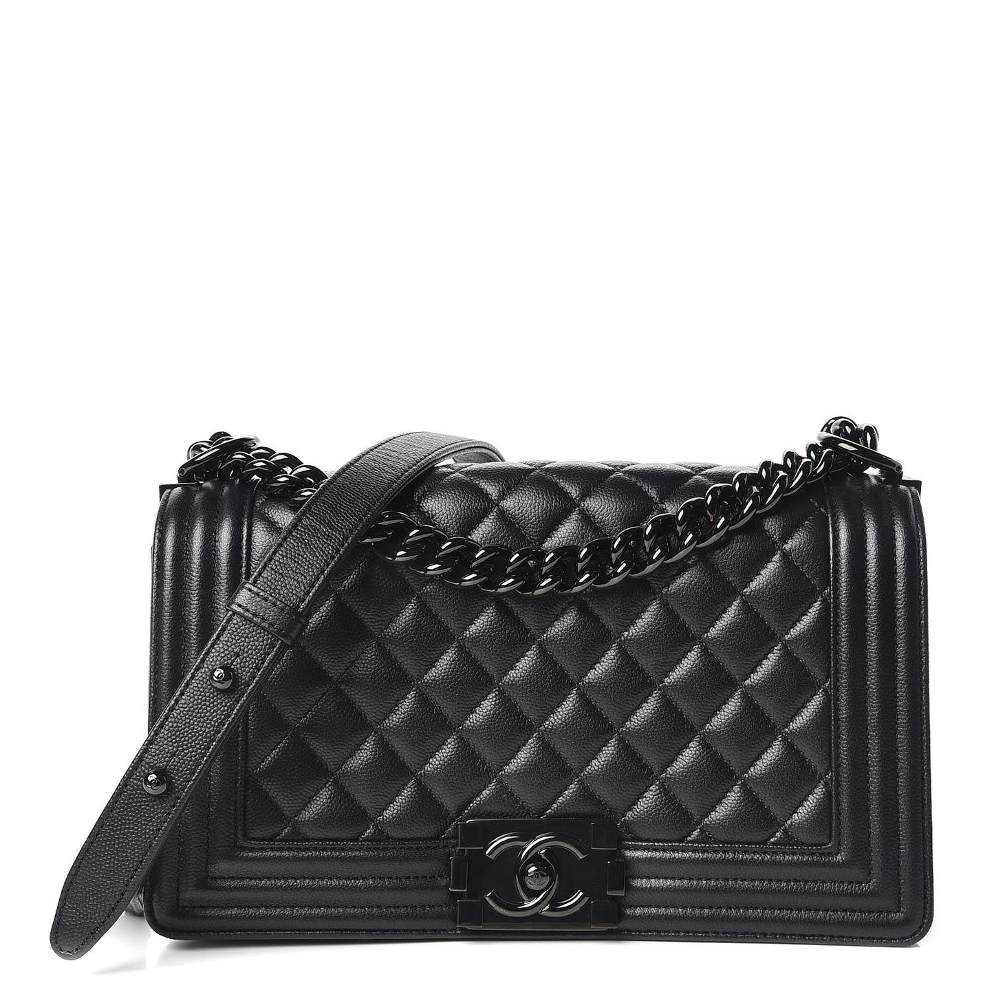 Caviar Quilted Medium Boy Flap So Black