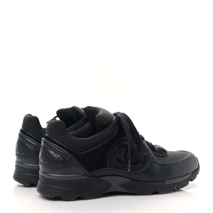 Chanel Toile Suede Calfskin CC Sneakers 37 Black 4 of 8