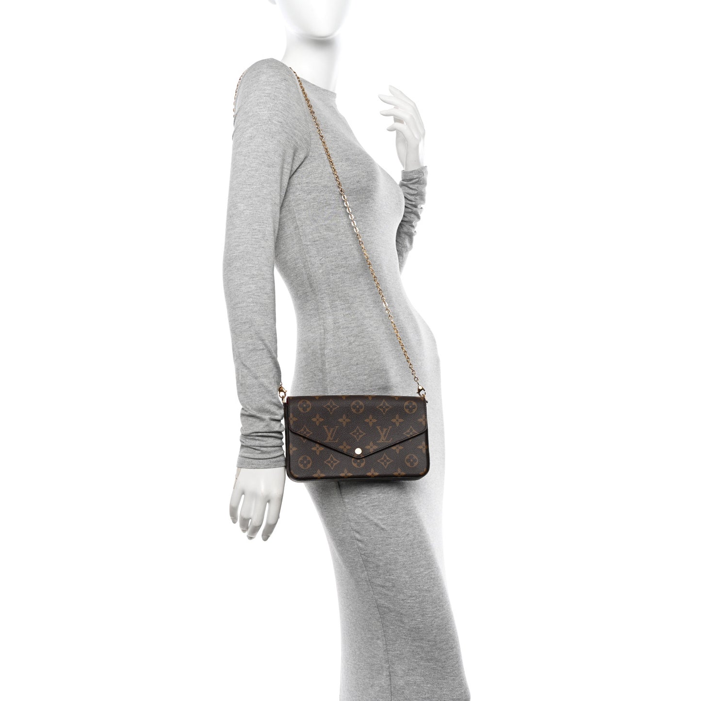 Monogram Pochette Felicie Chain Wallet Fuchsia