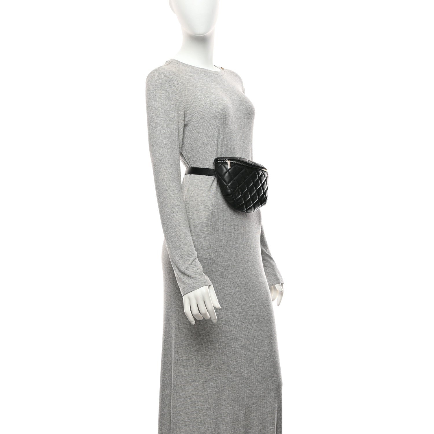 Chanel Calfskin Quilted Uniform Waist Belt Bag Black 2 of 10