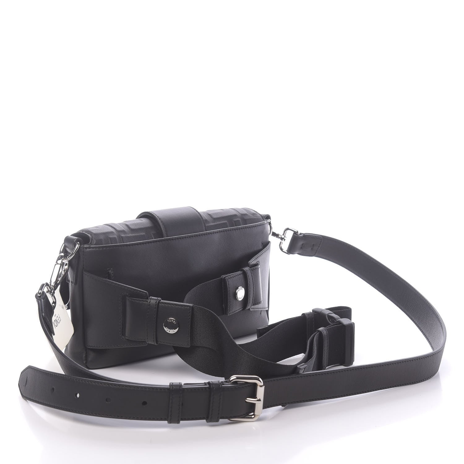 Fendi Nappa FF 1974 Embossed Belt Baguette Bag Black 3 of 10