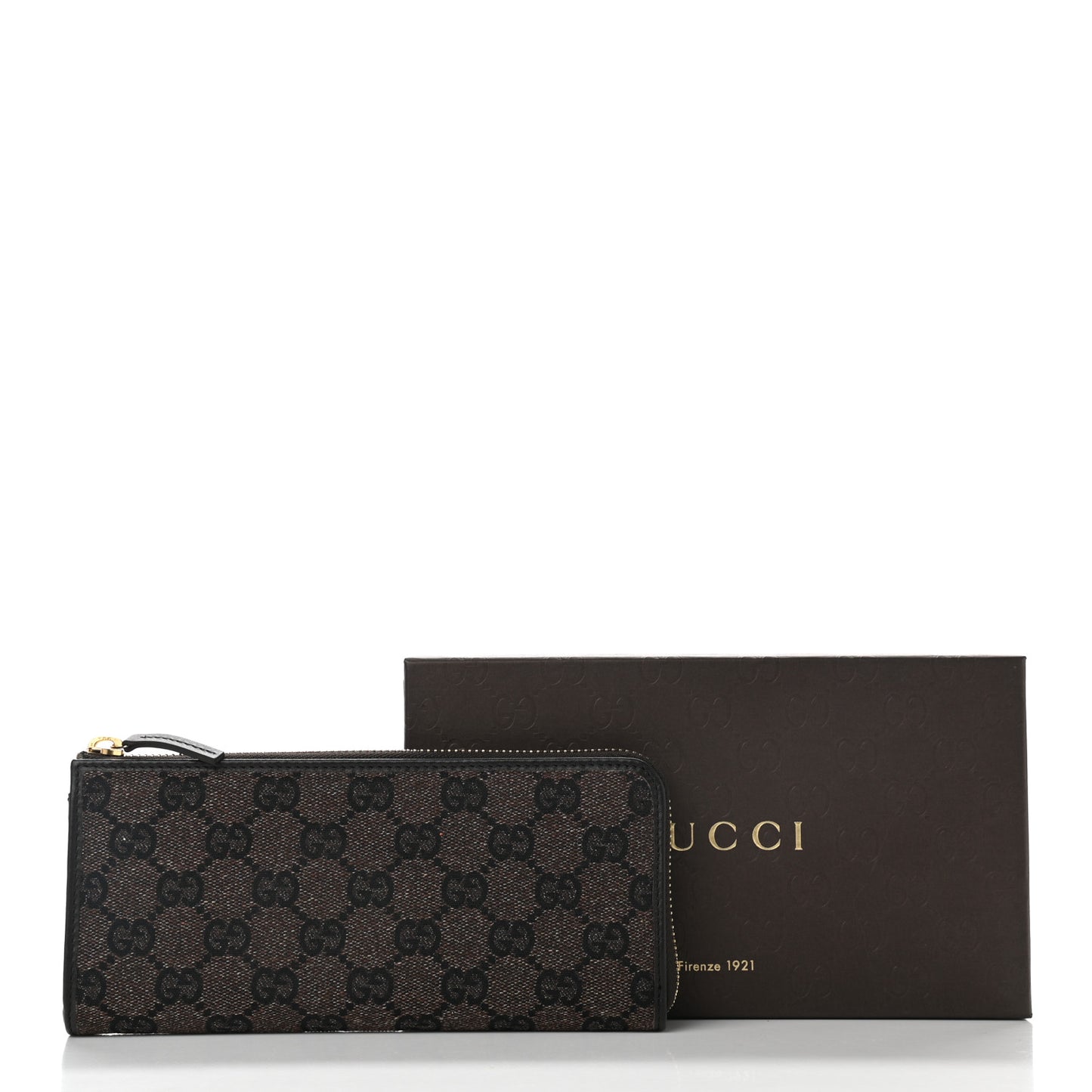 Metallic Monogram Zip Around Wallet Brown