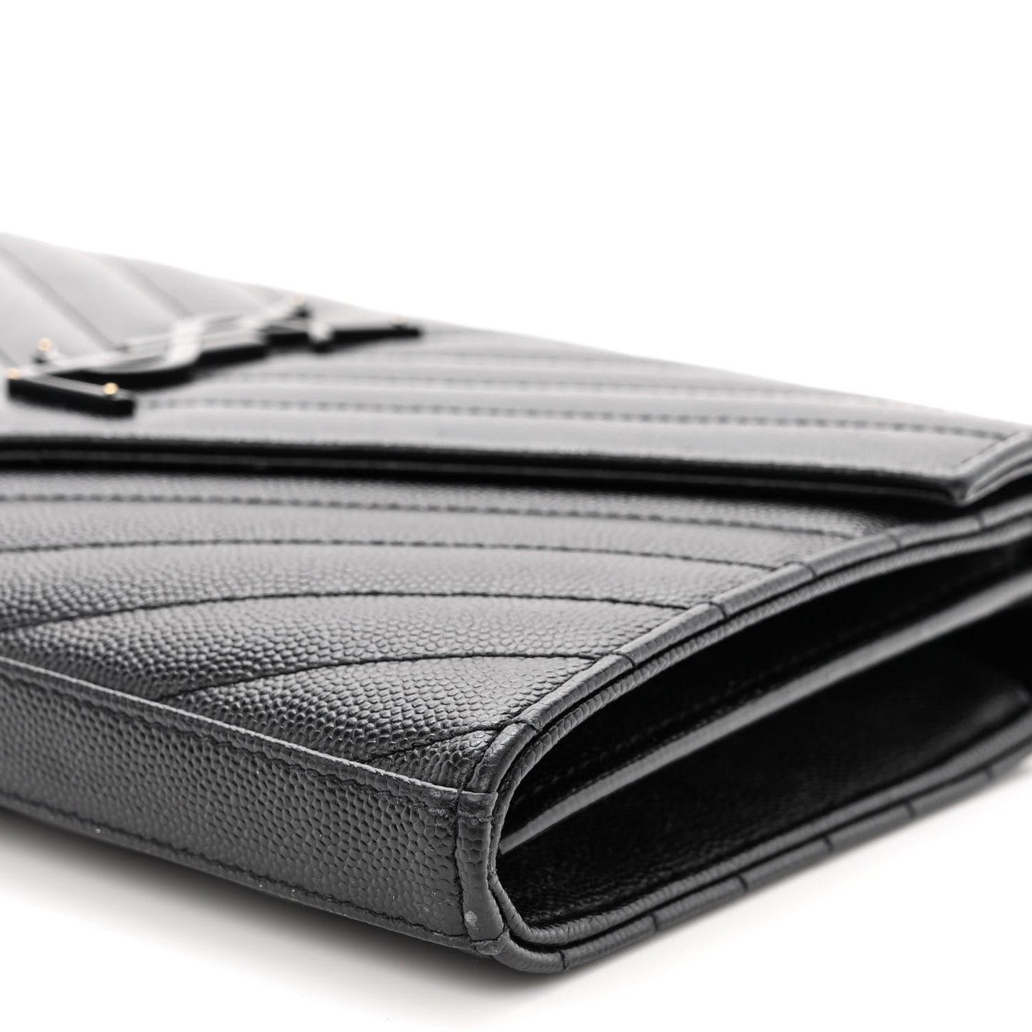 Grain De Poudre Matelasse Chevron Monogram Monochrome Chain Wallet Black