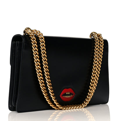 Gucci Knight Calfskin Malaga Kid Heart Medium GG Marmont Chain Handle Bag Black Hibiscus Red Multicolor 3 of 18