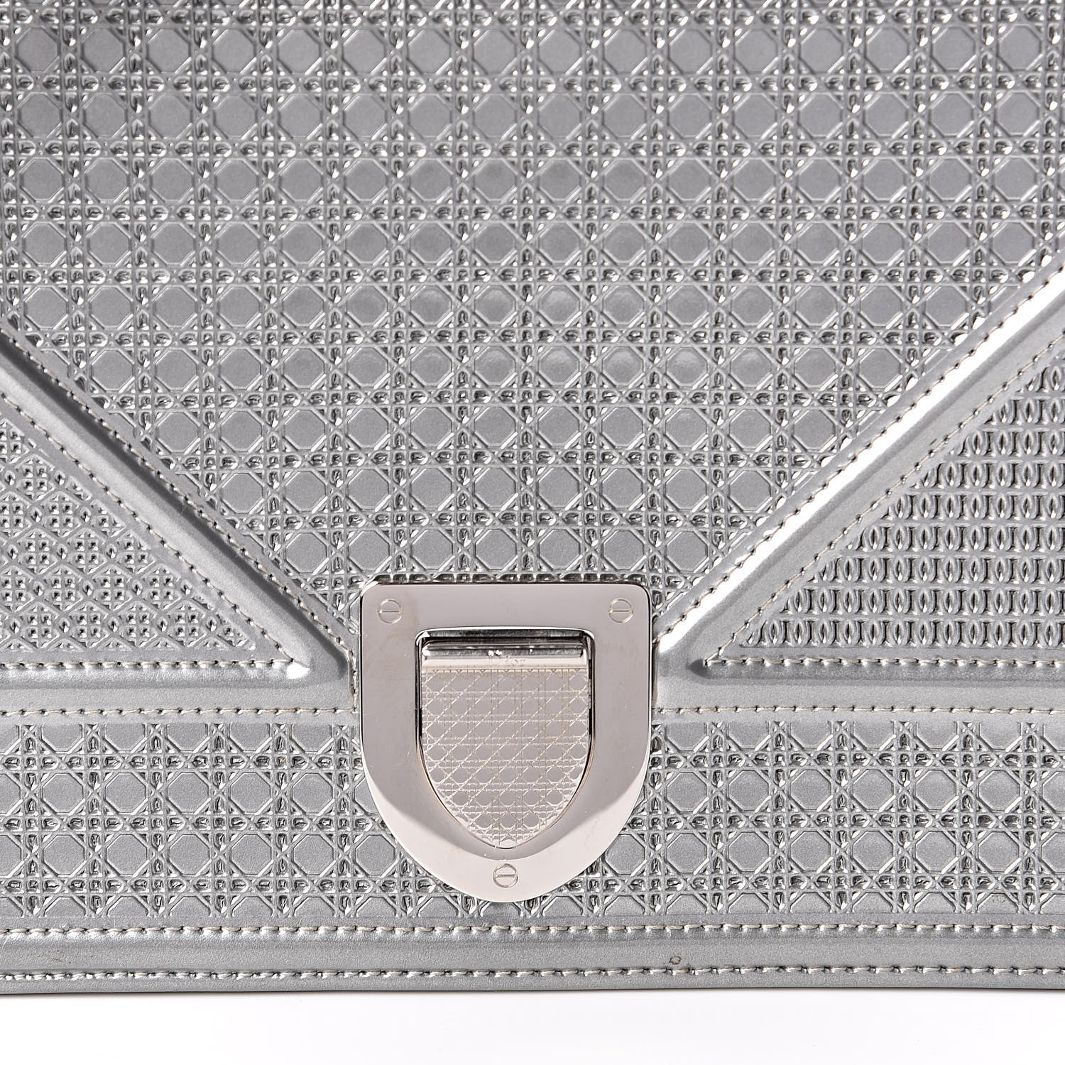 Christian Dior Metallic Patent Micro-Cannage Medium Diorama Flap Bag Silver 10 of 12