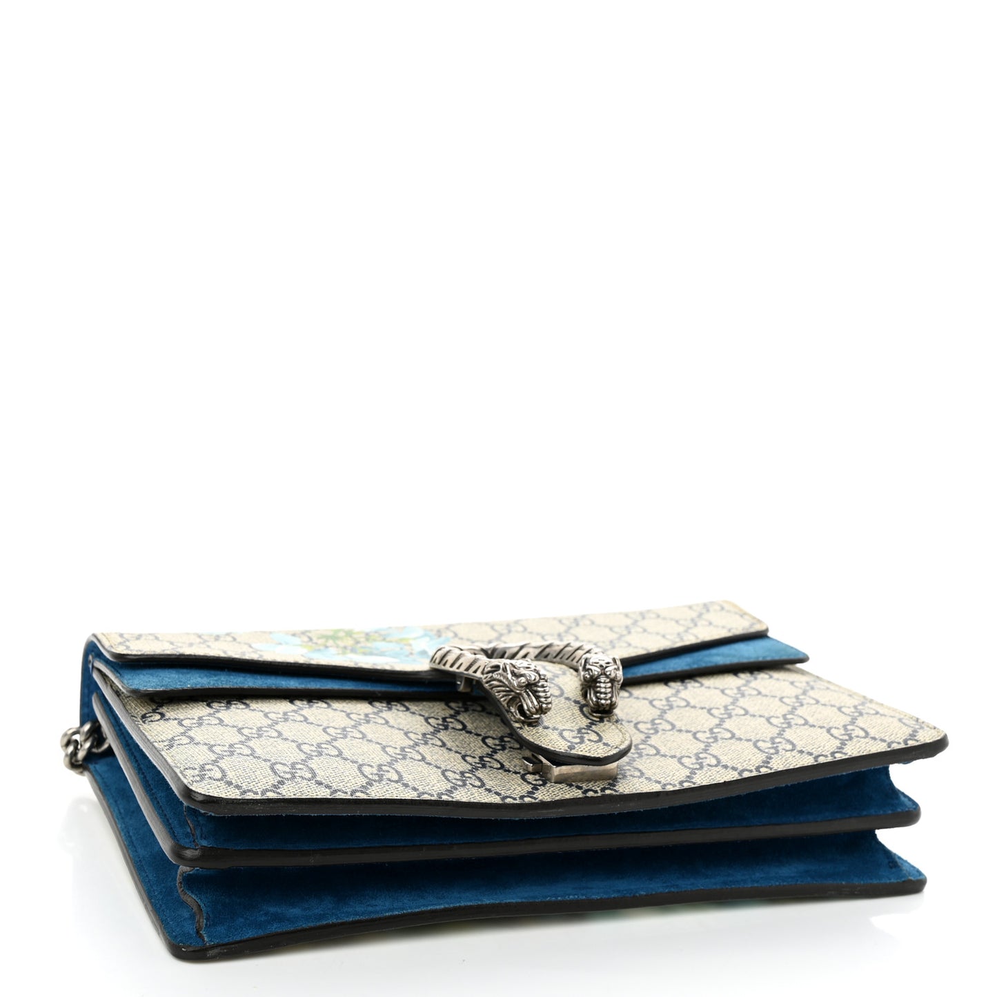 GG Supreme Monogram Blooms Small Dionysus Shoulder Bag Beige Navy Vintage Blue
