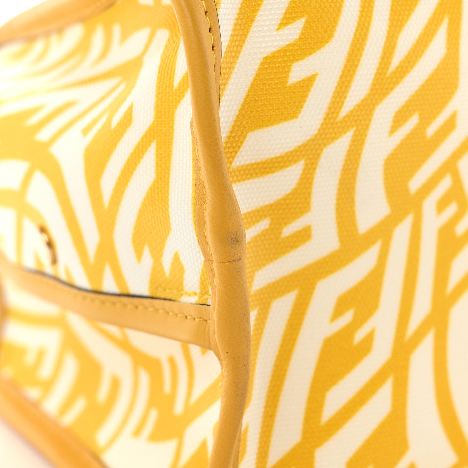 Fendi X SARAH COLEMAN Glazed Canvas Vitello Grace FF Vertigo Mini Peekaboo Defender Cover Mimosa White 9 of 9