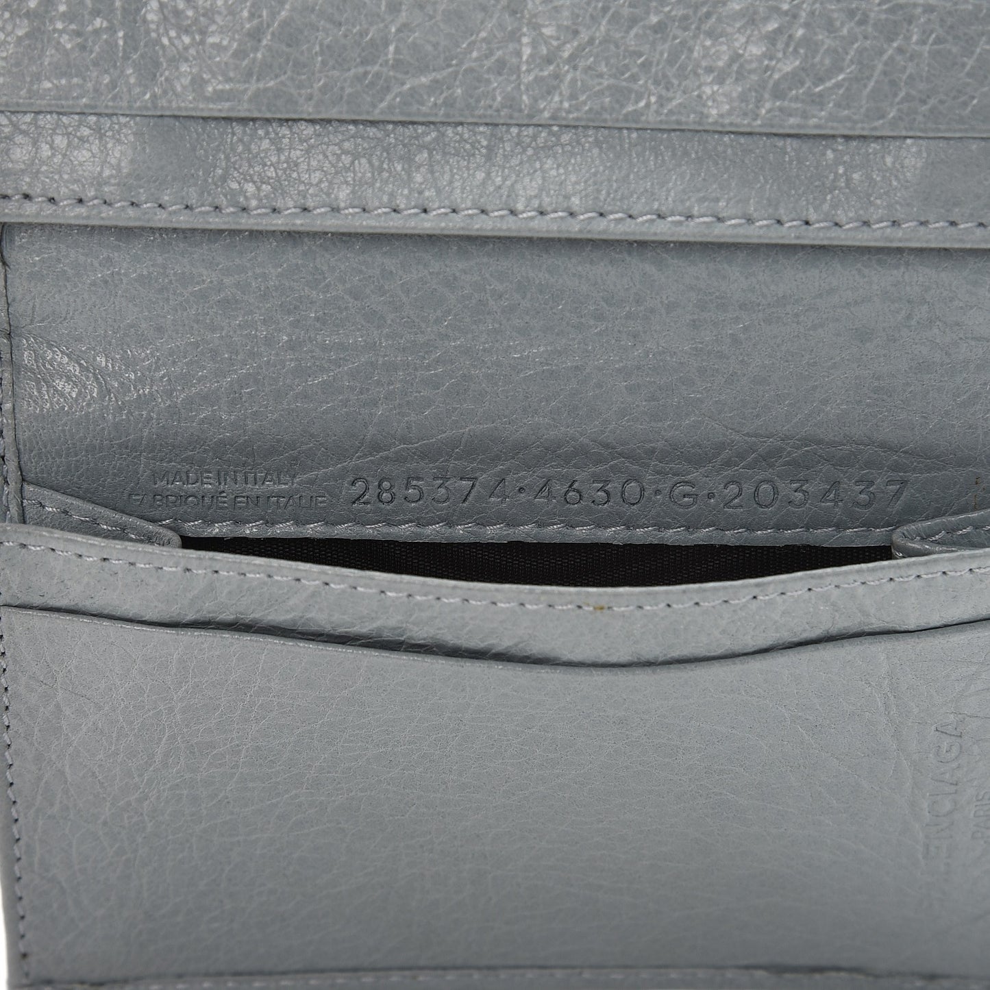 Agneau Giant 12 Silver Hardware Card Case Bleu Opaline