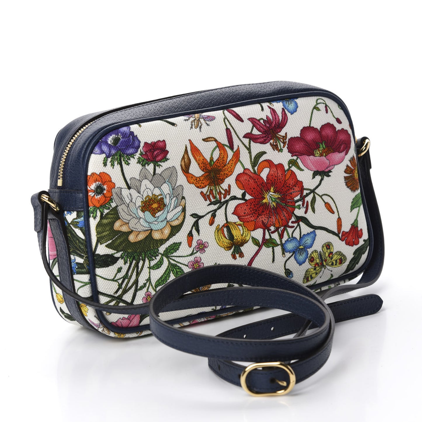 Canvas Flora Floral Shoulder Bag White Blue Agata Mulitcolor
