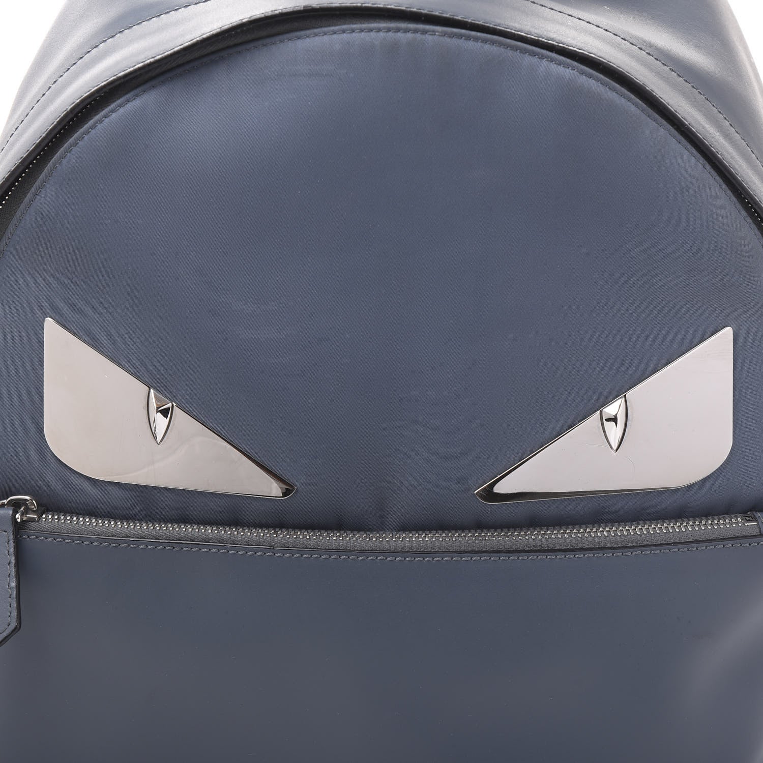 Fendi Nylon Vitello Liberty Metal Monster Eyes Rounded Backpack Tempesta 8 of 8