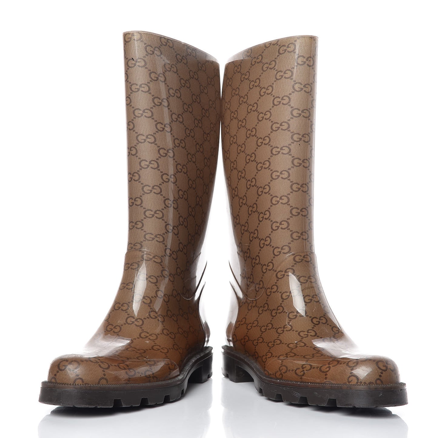 Rubber Monogram Edinburg Rain Boots 38 Transparent Cocoa