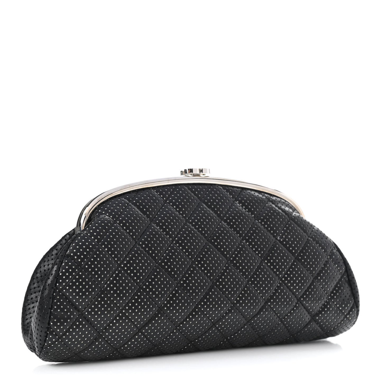Lambskin Perforated Timeless Clutch Black