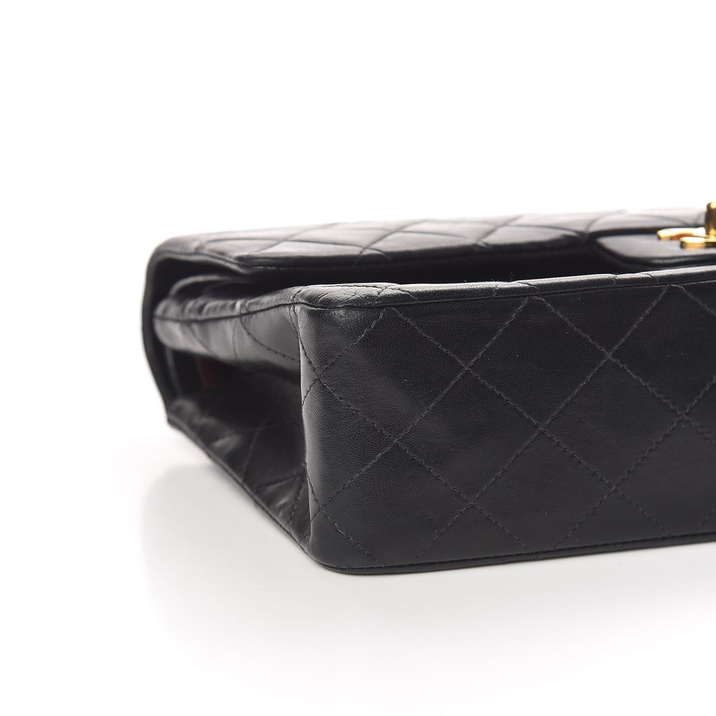Lambskin Quilted Medium Double Flap Black
