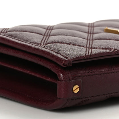Saint Laurent Lambskin Diamond Quilted Becky Chain Wallet in Burgundy 8 of 9