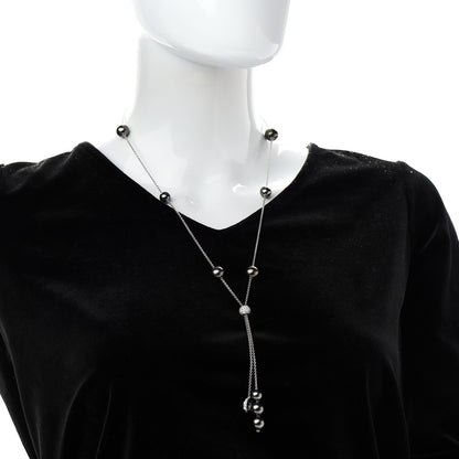 Mikimoto 18K White Gold Diamond Black South Sea Pearl 8.4-10.9mm Pearls In Motion Necklace 2 of 5