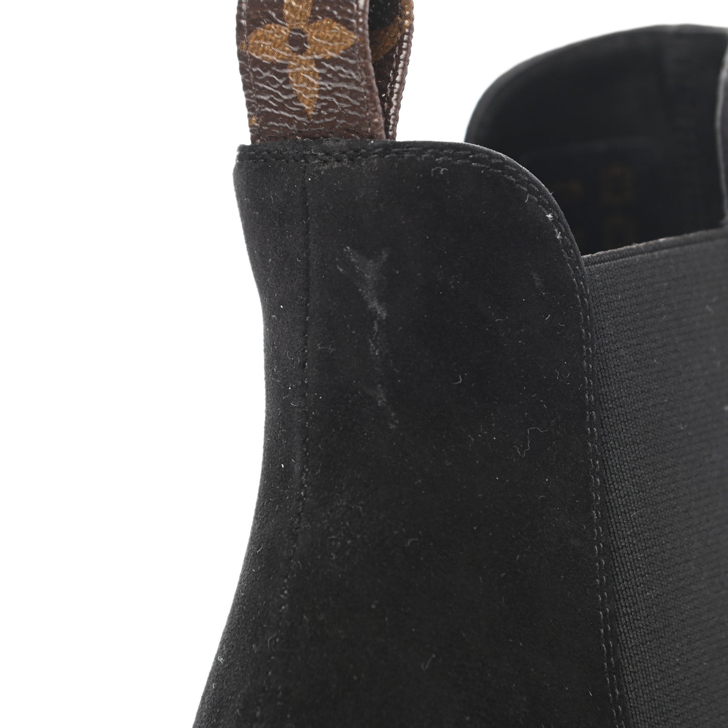 Suede Monogram Uniformes Cap Toe Chelsea 80mm Ankle Boots 37.5 Black