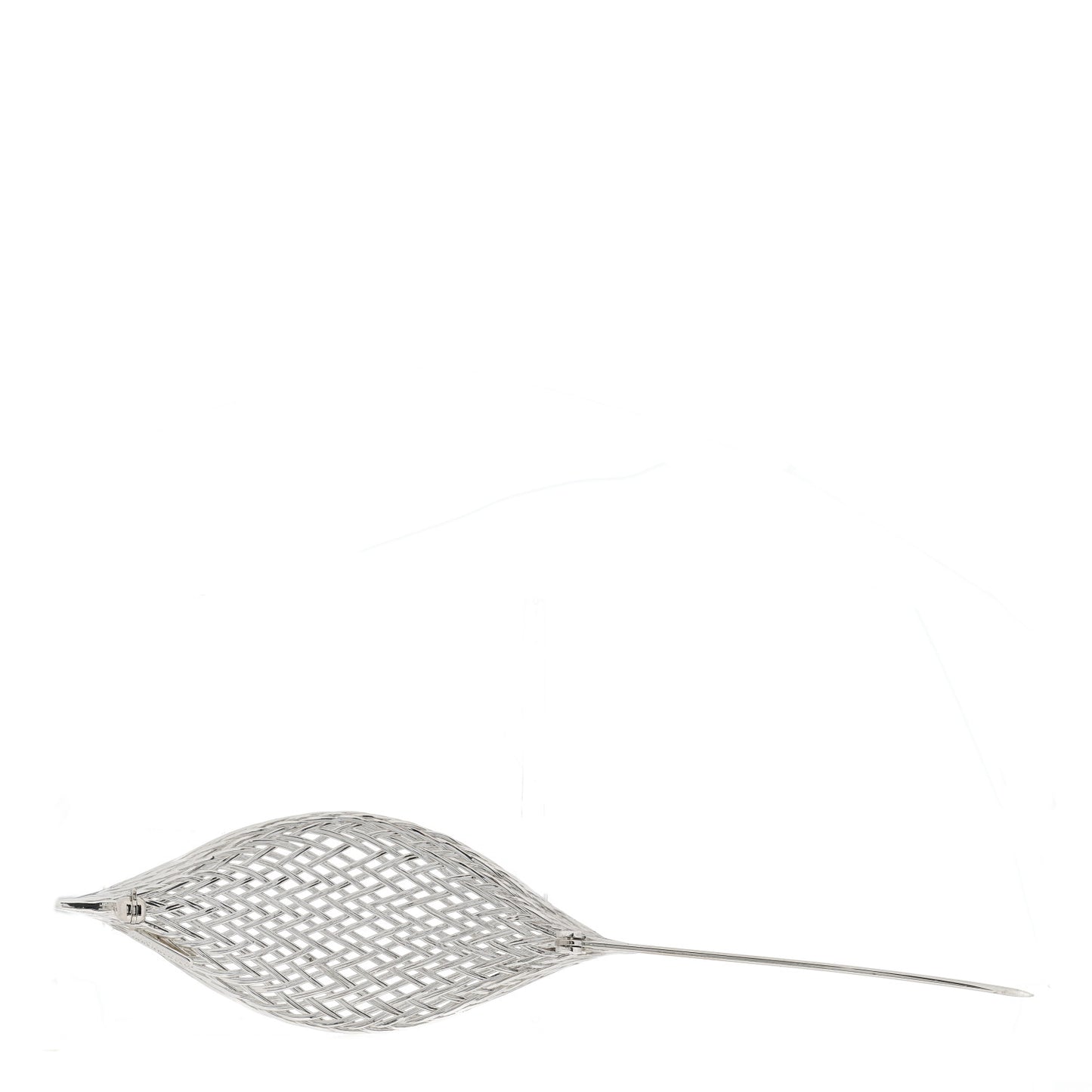 Sterling Silver Mesh Woven Leaf Brooch Pin