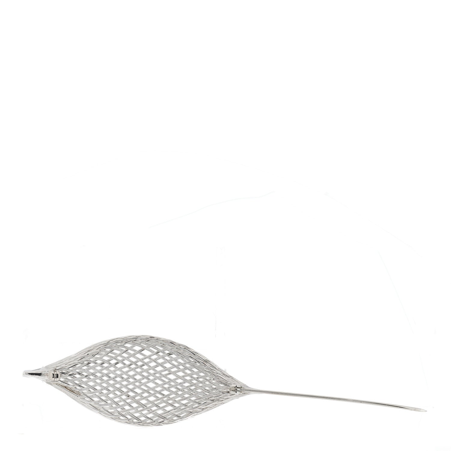 Tiffany Sterling Silver Mesh Woven Leaf Brooch Pin 2 of 3