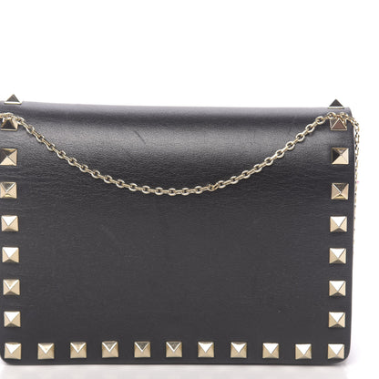 Valentino Garavani Calfskin Rockstud Wallet on Chain Black 12 of 14