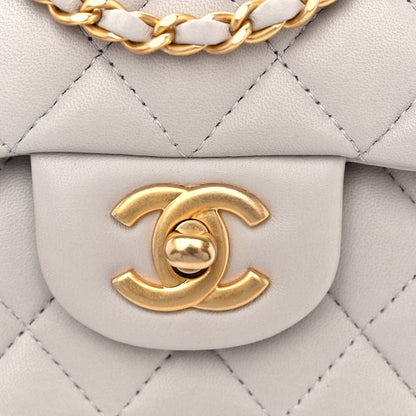 Chanel Lambskin Quilted Mini Top Handle Rectangular Flap Grey 11 of 13