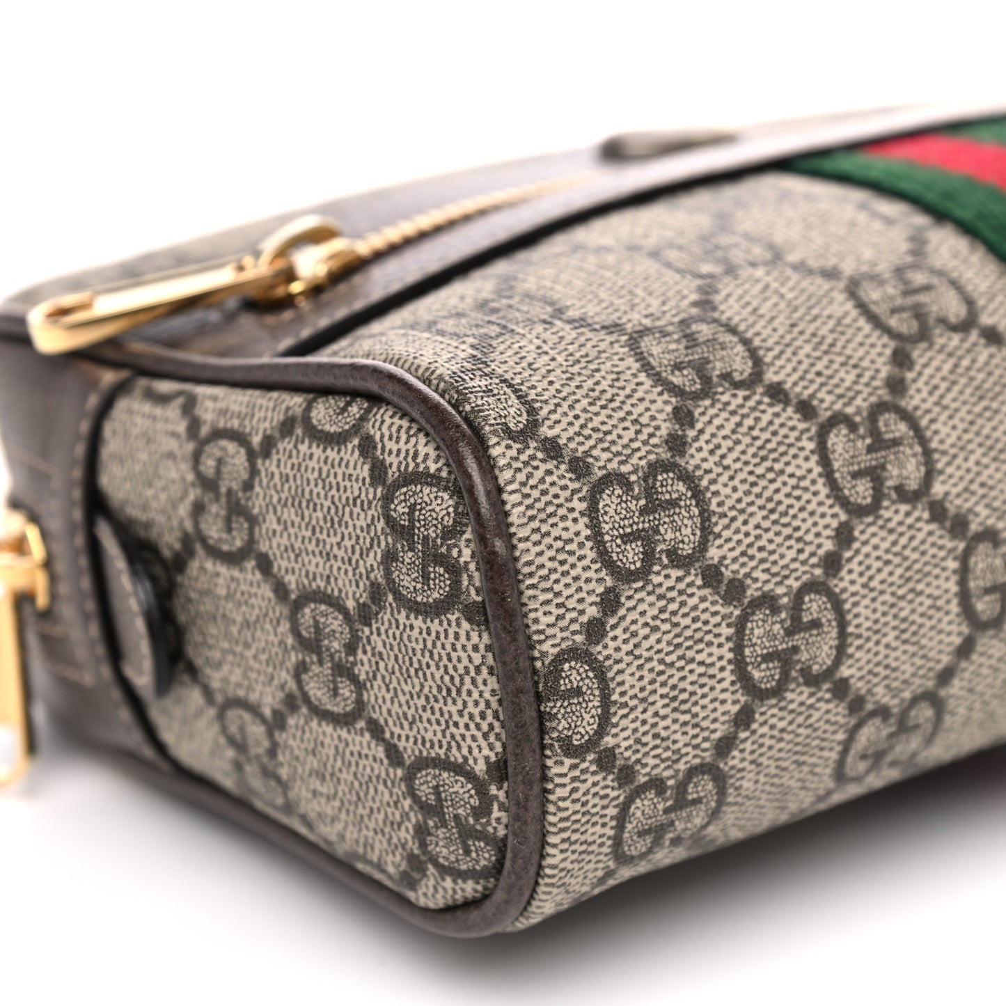 GG Supreme Monogram Web Small Ophidia Belt Bag 85 34 Dark Brown