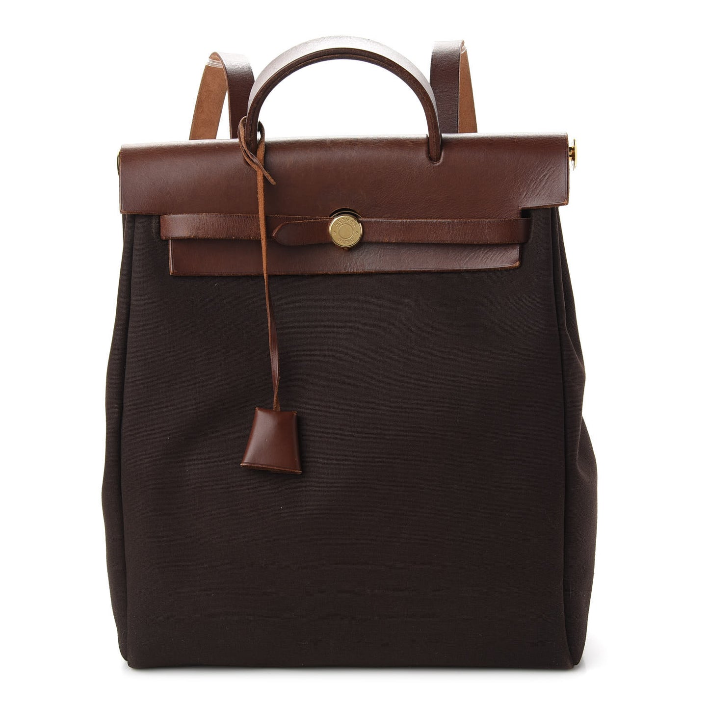 Toile Vache Calfskin Herbag 30 PM Backpack Havane