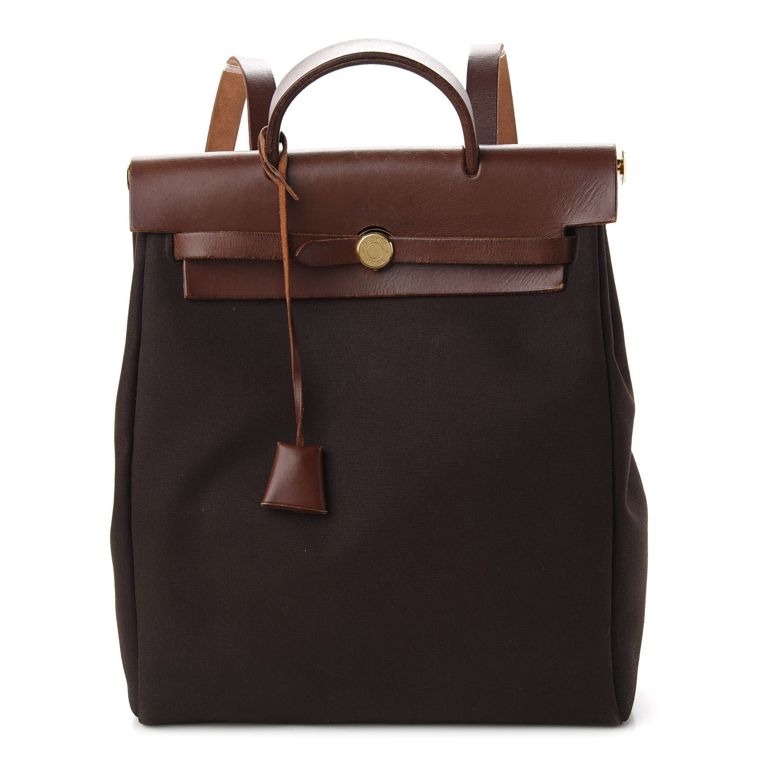 Hermes Toile Vache Calfskin Herbag 30 PM Backpack Havane 1 of 12