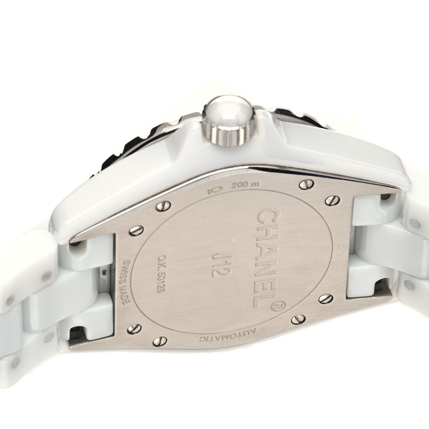 Chanel Stainless Steel Ceramic Diamond Pave Bezel 38mm J12 Automatic Watch White 4 of 4