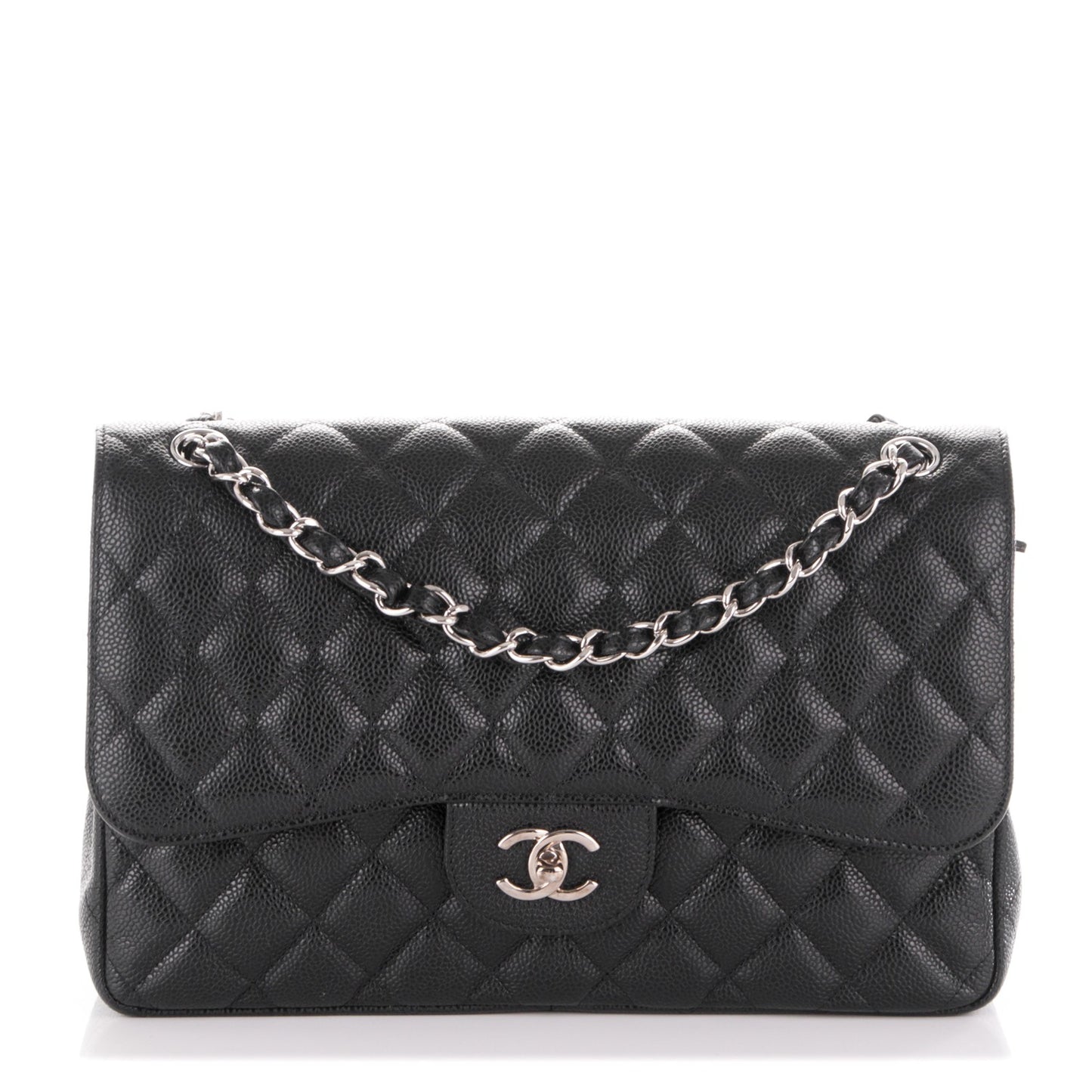 Caviar Quilted Jumbo Double Flap Black
