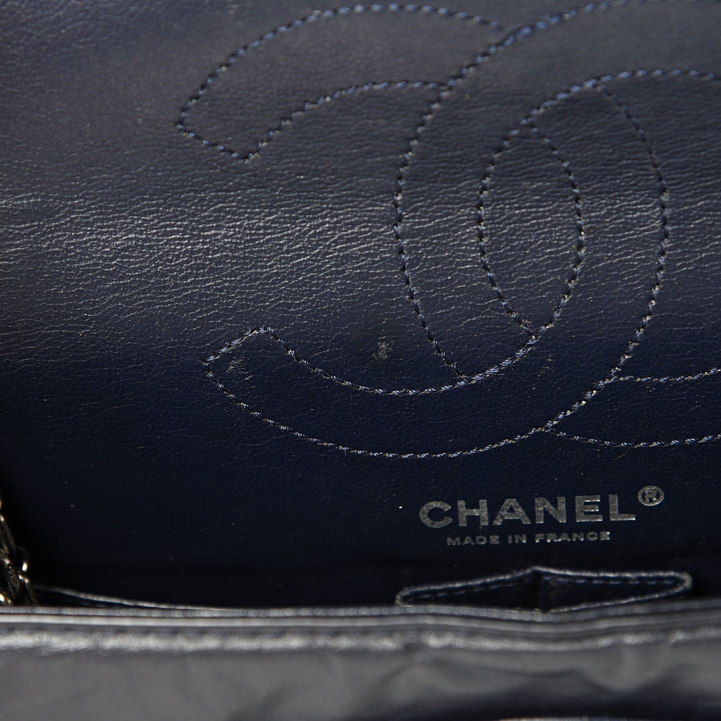 Aged Calfskin Quilted 2.55 Reissue 225 Flap Navy Blue