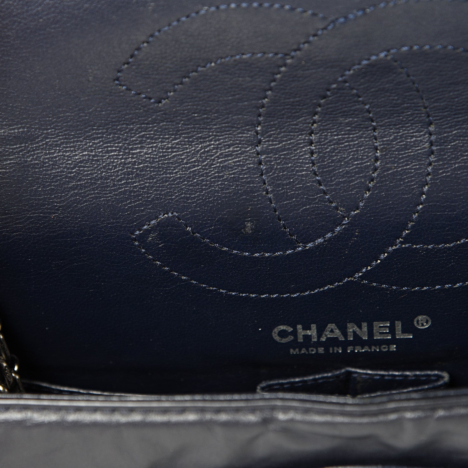 Chanel Aged Calfskin Quilted 2.55 Reissue 225 Flap Navy Blue 11 of 13