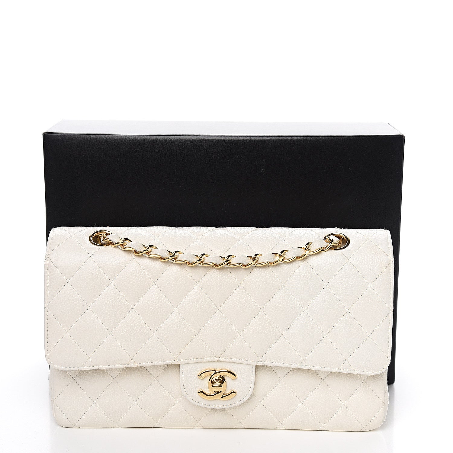 Chanel Caviar Quilted Medium Double Flap White 11 of 11