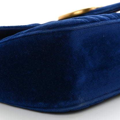 Gucci Velvet Matelasse Medium GG Marmont Shoulder Bag Cobalt Blue 9 of 14