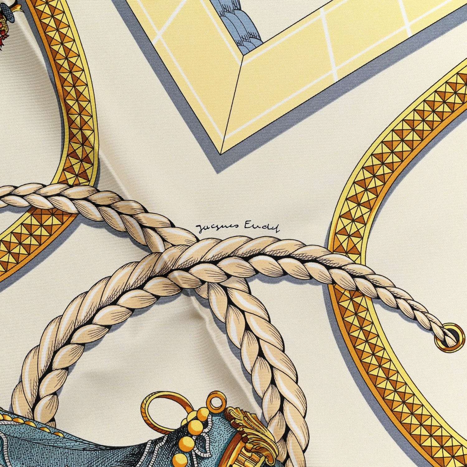 Hermes Silk Grand Apparat Scarf 90 Creme Gold Multicolor 4 of 6